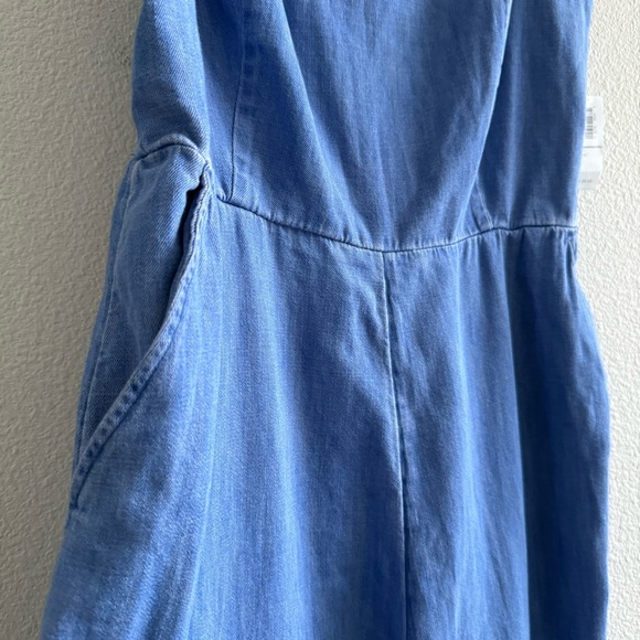 NWT Old Navy Sleeveless Chambray Cami Jumpsuit Blue Cropped Cotton Wide Leg - Picture 7 of 15